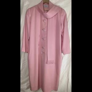 Vintage Designer David Hayes Pink Suit Dress 1980s Saks Fifth Ave Jackie Kennedy